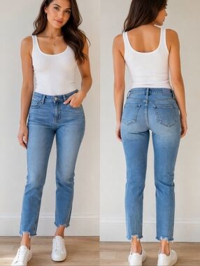 Just USA Raw Hem Ankle Jeans Petite 28P Distressed Light Wash Skinny